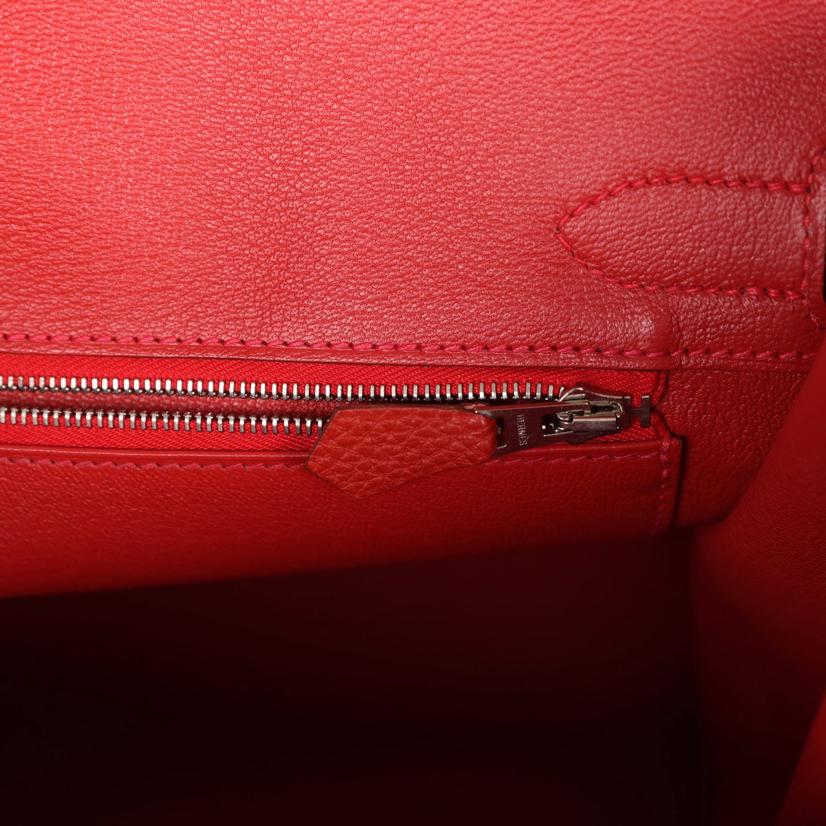 Pre-owned Hermes Birkin 30 Vermillon Togo Palladium Hardware