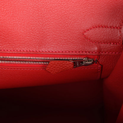 Pre-owned Hermes Birkin 30 Vermillon Togo Palladium Hardware