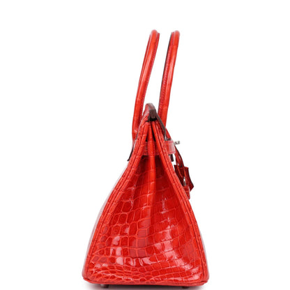 Hermes Birkin 30 Geranium Shiny Niloticus Crocodile Palladium Hardware