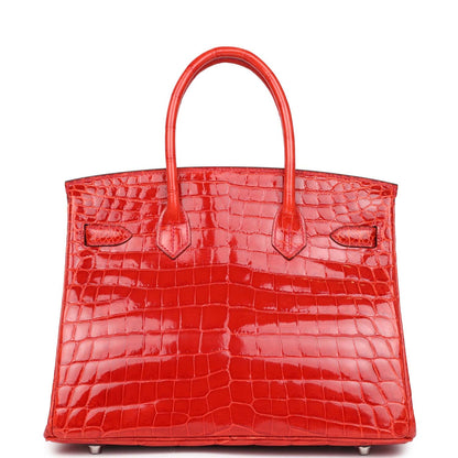 Hermes Birkin 30 Geranium Shiny Niloticus Crocodile Palladium Hardware