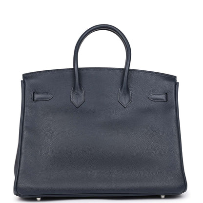 Pre-owned Hermes Birkin 35 Bleu Indigo Vache Trekking Palladium Hardware