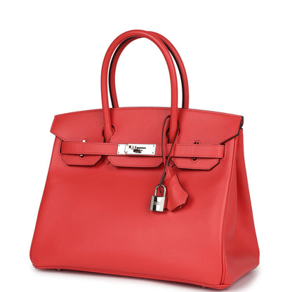 Pre-owned Hermes Birkin 30 Rose Jaipur Epsom Palladium Hardware