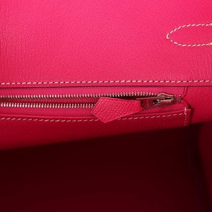 Pre-owned Hermes Birkin 35 Rose Tyrien Epsom Palladium Hardware