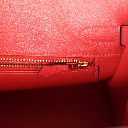 Pre-owned Hermes Birkin 30 Rouge Pivoine Togo Gold Hardware
