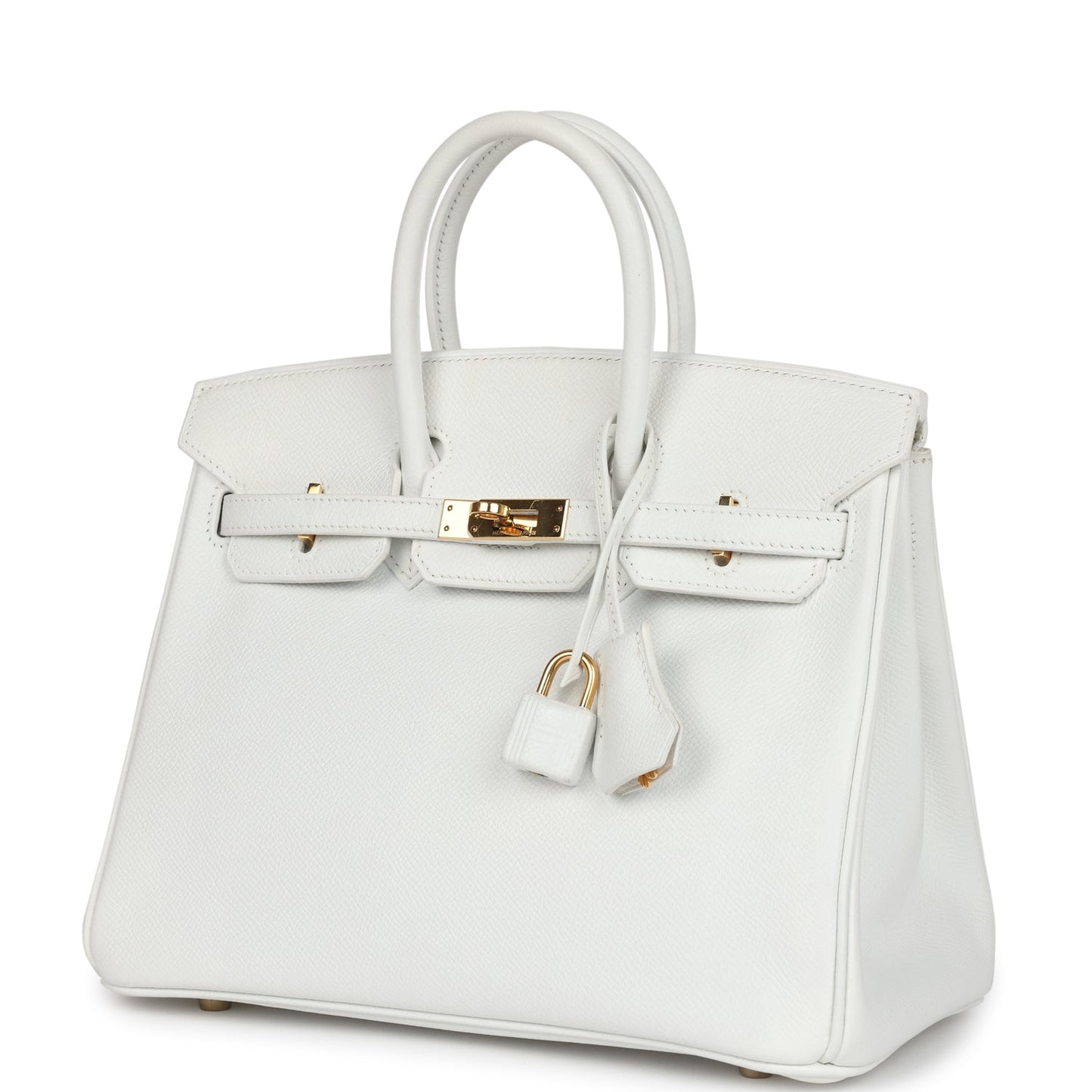 Pre-owned Hermes Birkin 25 White Epsom Gold Hardware