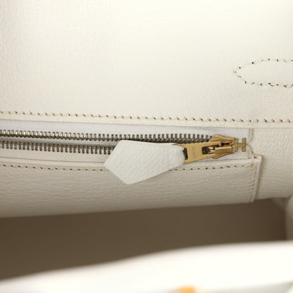 Pre-owned Hermes Birkin 25 White Epsom Gold Hardware