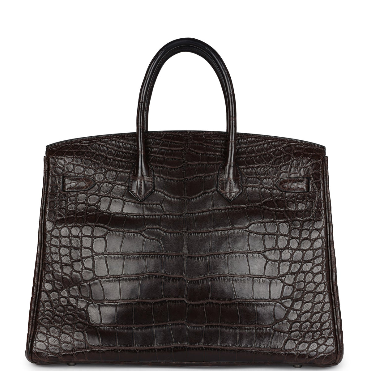Pre-owned Hermes Birkin 35 Ebene Matte Alligator Palladium Hardware