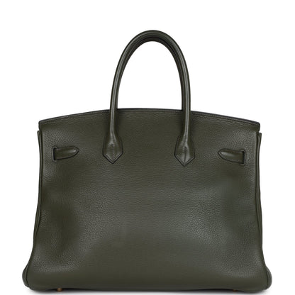 Vintage Hermes Birkin 35 Vert Olive Clemence Gold Hardware