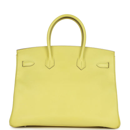 Pre-owned Hermes Birkin 35 Soufre Epsom Palladium Hardware