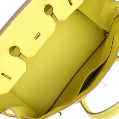 Pre-owned Hermes Birkin 35 Soufre Epsom Palladium Hardware