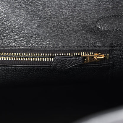 Hermes Birkin 30 Black Shiny Niloticus Crocodile and Togo Touch Rose Gold Hardware