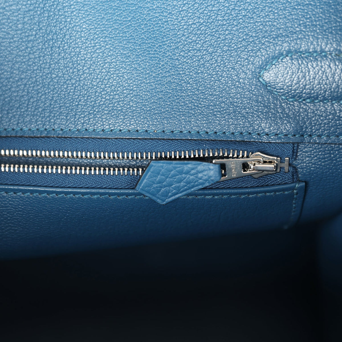Pre-owned Hermes Birkin 30 Bleu Thalassa Clemence Palladium Hardware