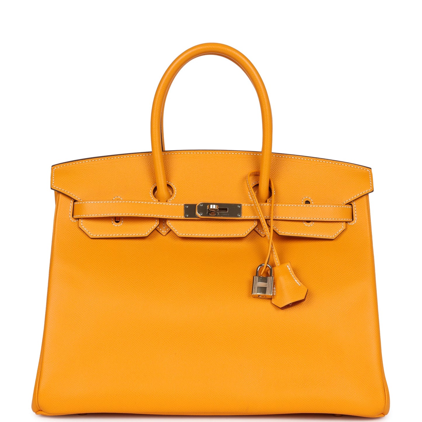Pre-owned Hermes Birkin 35 Jaune D'or Candy Epsom Permabrass Hardware