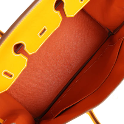 Pre-owned Hermes Birkin 35 Jaune D'or Candy Epsom Permabrass Hardware