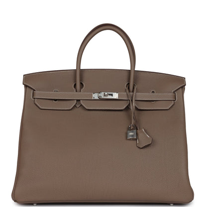 Hermes Birkin 40 Etoupe Togo Palladium Hardware