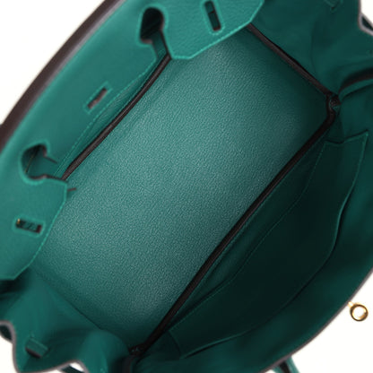 Pre-owned Hermes Birkin 30 Malachite Clemence Gold Hardware