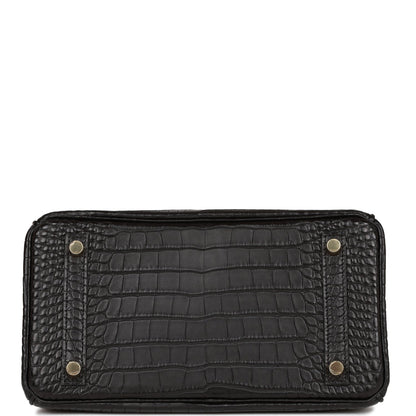 Hermes Birkin 25 Black Matte Alligator Gold Hardware