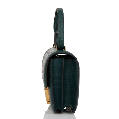 Hermes Constance 18 Vert Cypress Matte Alligator Gold Hardware