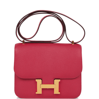 Hermes Constance 18 Framboise Chevre Gold Hardware