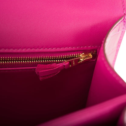 Hermes Constance 24 Rose Scheherazade Shiny Alligator Gold Hardware