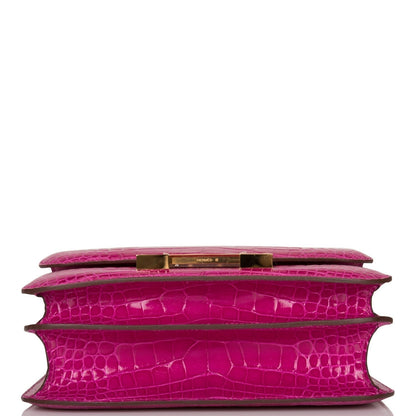 Hermes Constance 24 Rose Scheherazade Shiny Alligator Gold Hardware