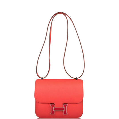 Hermes Constance 18 Rose Texas Epsom Palladium Hardware