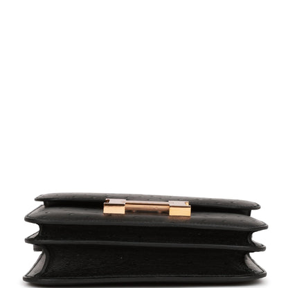 Hermes Constance 18 Black Ostrich Rose Gold Hardware