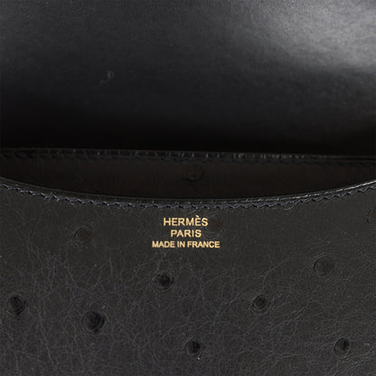 Hermes Constance 18 Black Ostrich Rose Gold Hardware