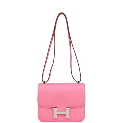 Hermes Constance 18 Rose Azalee Swift Palladium Hardware