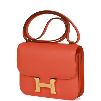 Hermes Constance 1-18 Orange Swift Gold Hardware