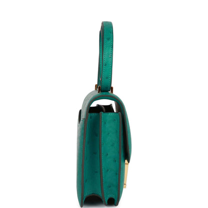 Hermes Constance 18 Vert Verone Ostrich Gold Hardware