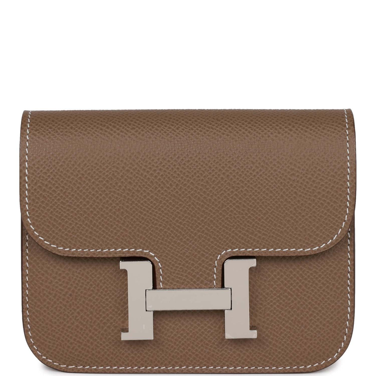 Hermes Constance Slim Wallet Etoupe Epsom Palladium Hardware