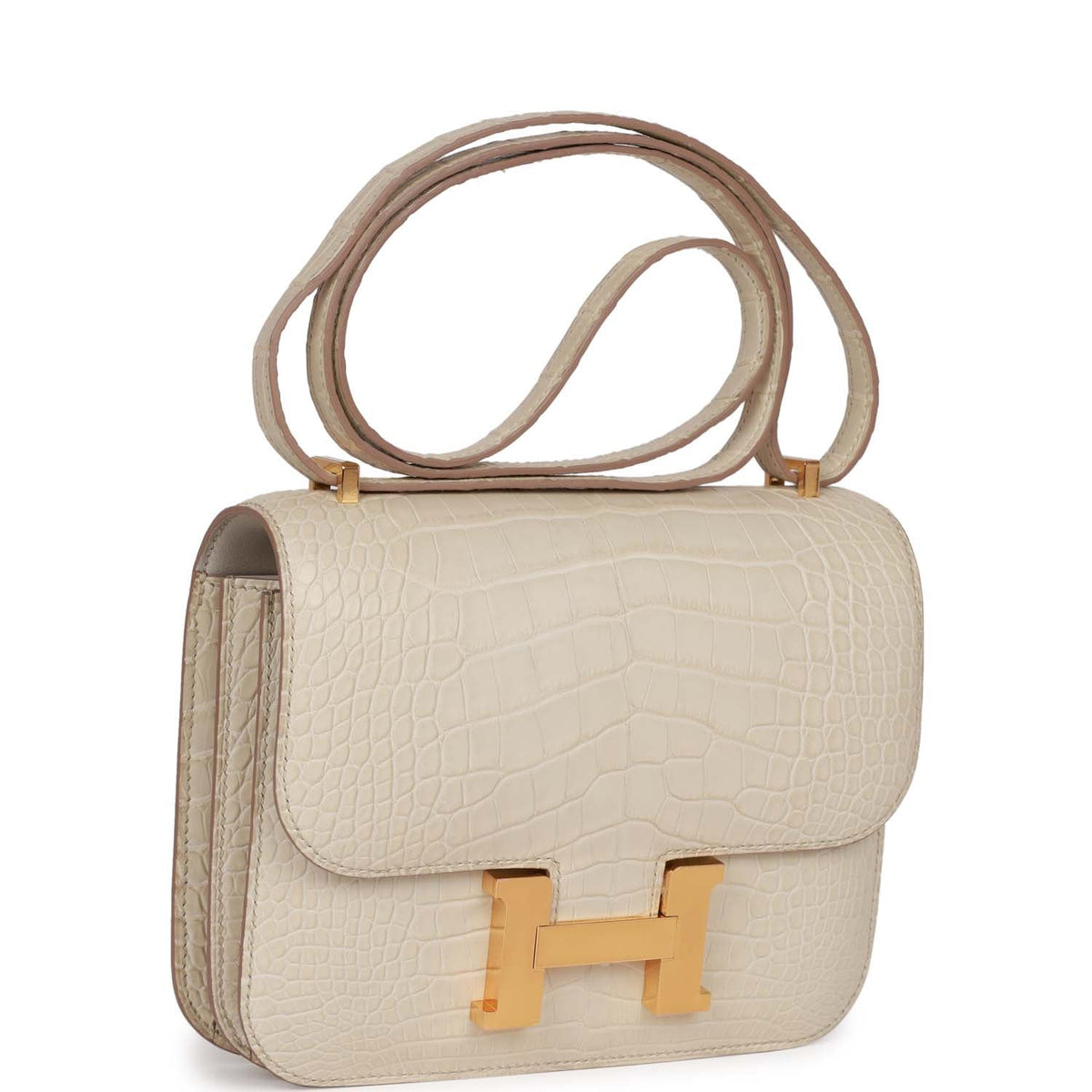 Hermes Constance 18 Beton Matte Alligator Mississippiensis Gold Hardware