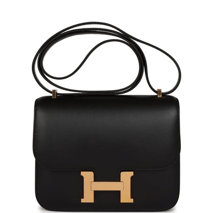 Hermes Constance 18 Black Veau Monsieur Rose Gold Hardware
