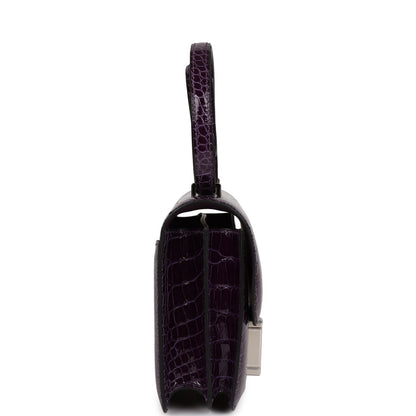Hermes Constance 18 Amethyst Shiny Alligator Tigers Eye Quartz Palladium Hardware