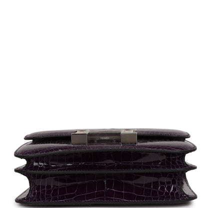 Hermes Constance 18 Amethyst Shiny Alligator Tigers Eye Quartz Palladium Hardware