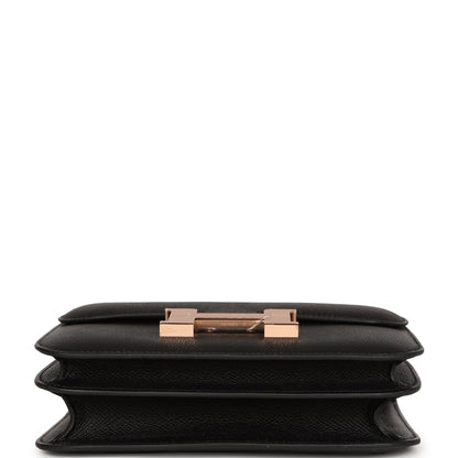 Hermes Constance 18 Black Epsom Rose Gold Hardware