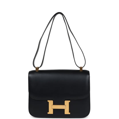 Vintage Hermes Constance 23 Black Evercalf Gold Hardware
