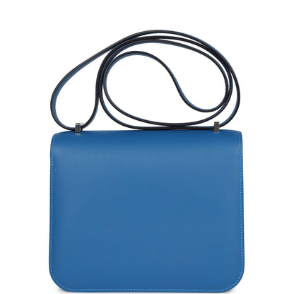 Pre-owned Hermes Constance 18 Mykonos Verso Evercolor Palladium Hardware