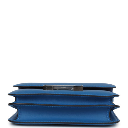 Pre-owned Hermes Constance 18 Mykonos Verso Evercolor Palladium Hardware