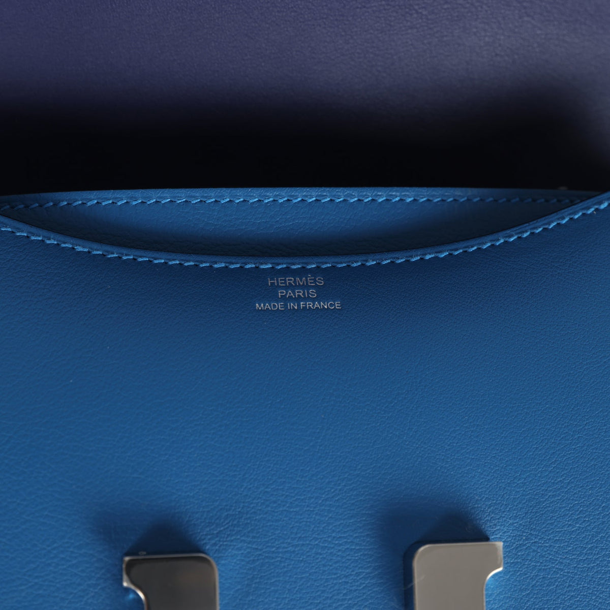 Pre-owned Hermes Constance 18 Mykonos Verso Evercolor Palladium Hardware