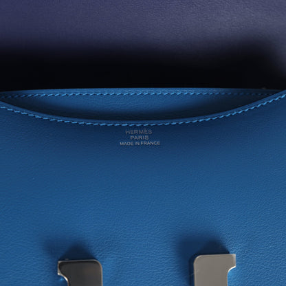 Pre-owned Hermes Constance 18 Mykonos Verso Evercolor Palladium Hardware