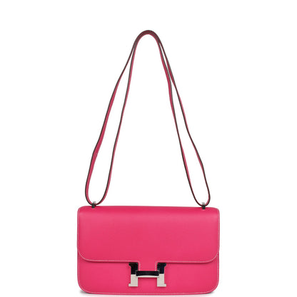 Pre-owned Hermes Constance Elan Rose Tyrien Epsom Palladium Hardware