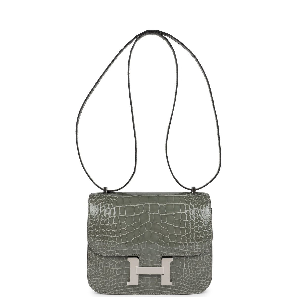 Hermes Constance 18 Gris Ciment Shiny Alligator Palladium Hardware