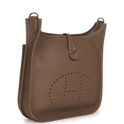 Pre-owned Hermes Evelyne III PM Etoupe Clemence Palladium Hardware