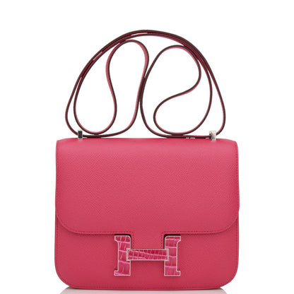 Hermes Constance 18 Rose Mexico Epsom and Alligator Palladium Hardware