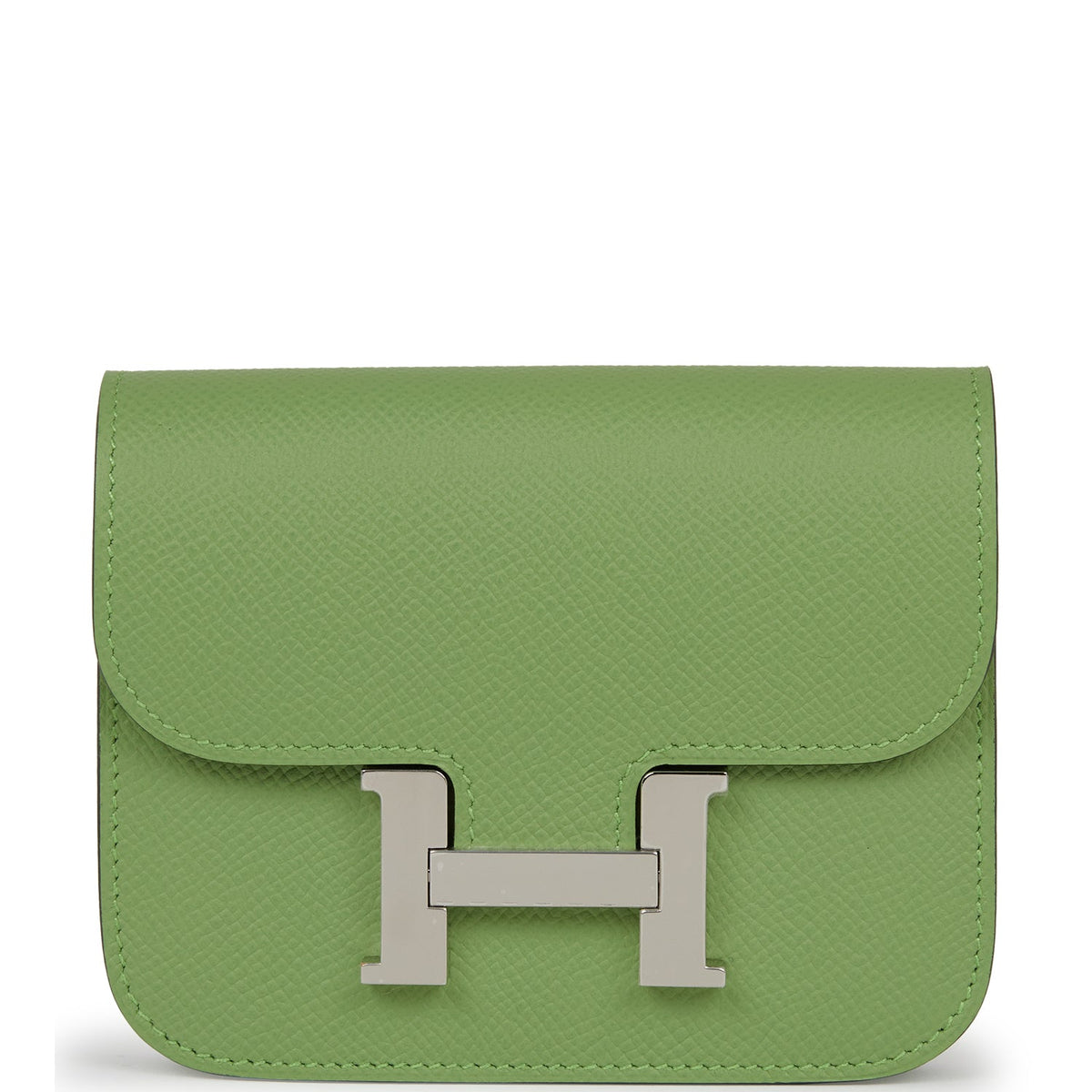 Hermes Constance Slim Wallet Vert Criquet Epsom Palladium Hardware