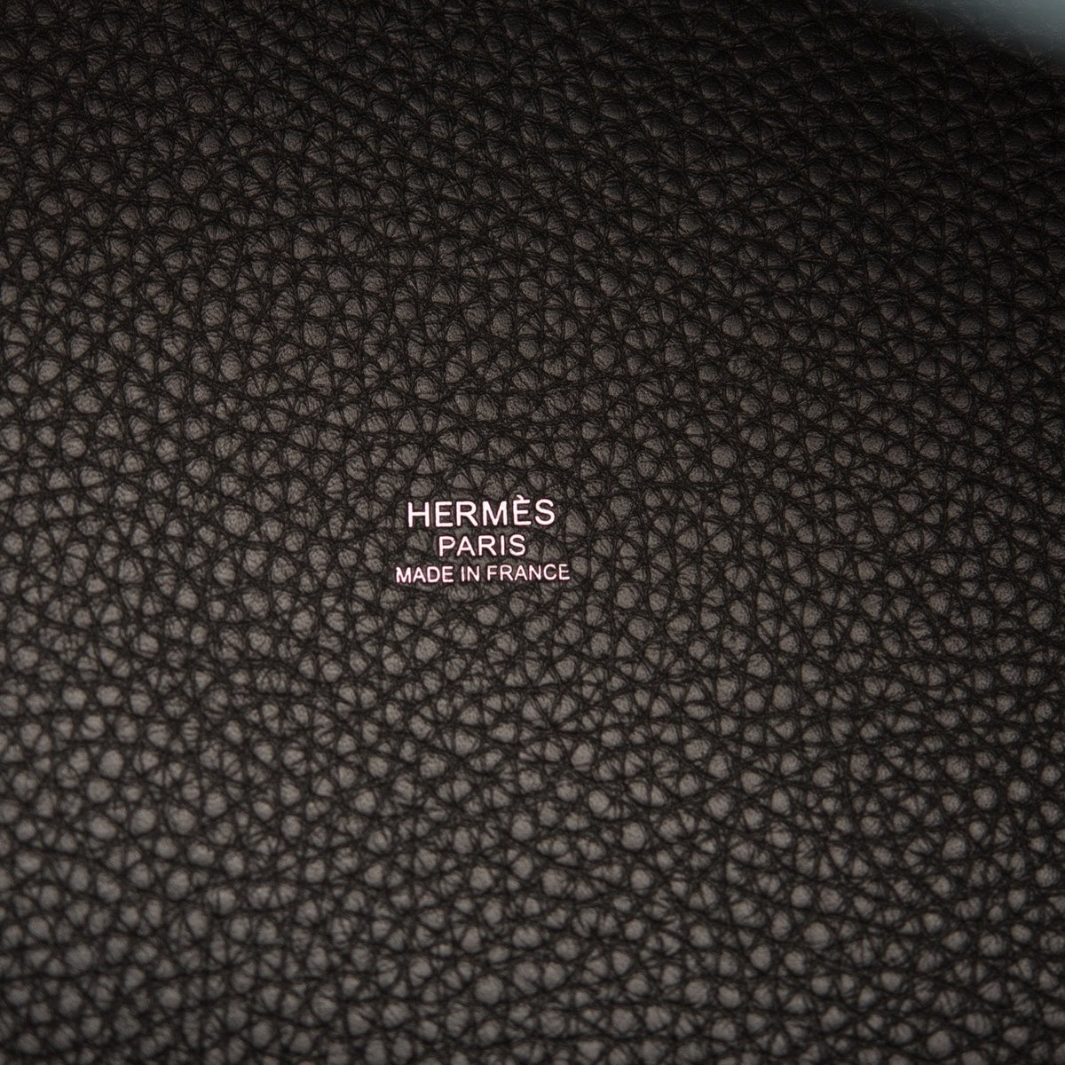 Hermes Black Clemence Picotin Lock 22cm Palladium Hardware