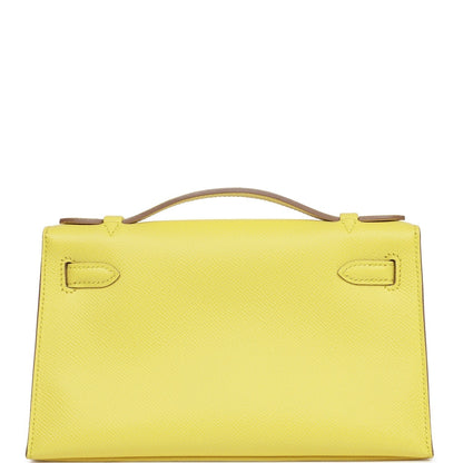 Hermes Kelly Pochette Soufre Epsom Gold Hardware