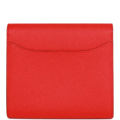 Hermes Constance Compact Wallet Rouge de Coeur Epsom Rose Sakura Enamel and Palladium Hardware